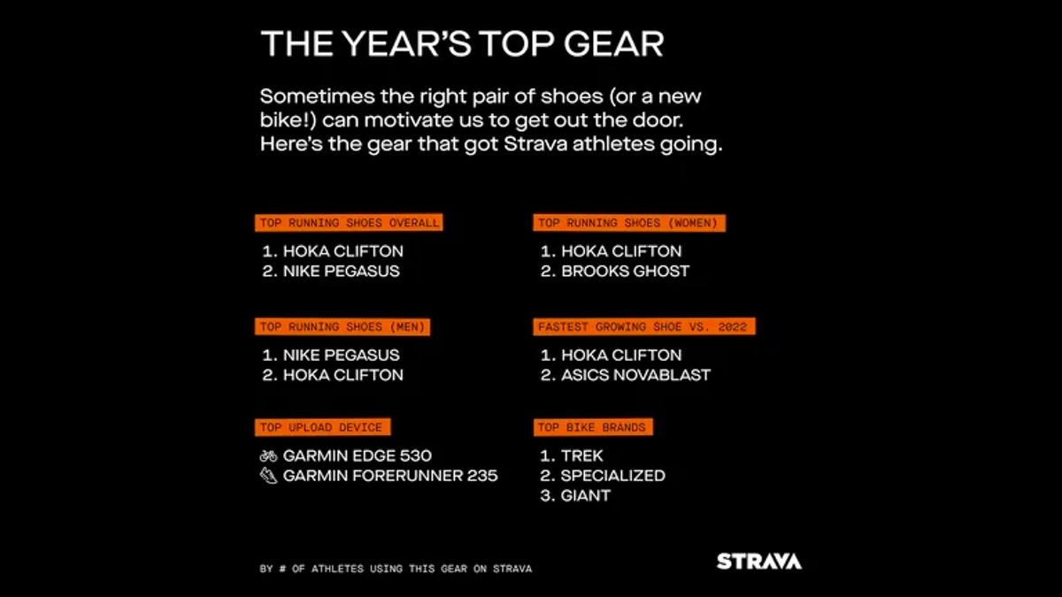 strava year in review most popular gear